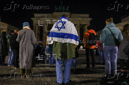 Vigil in Berlin to mark the anniversary of Hamas-led 07 October attack on Israel