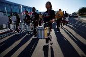 HBCU (Historically Black College and University) students march to the polls during early voting in North Carolina