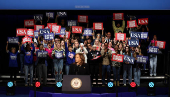 Democratic presidential nominee U.S. Vice President Kamala Harris campaigns in Allentown, Pennsylvania