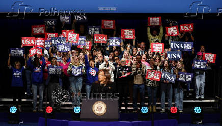 Democratic presidential nominee U.S. Vice President Kamala Harris campaigns in Allentown, Pennsylvania