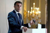 French President Macron receives French ambassadors at Elysee