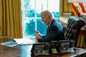 U.S. President Joe Biden attends a briefing on the federal response to the wildfires across Los Angeles