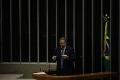 O secretrio da Segurana Pblica de So Paulo, Guilherme Derrite, discursa na Cmara dos Deputados