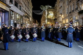 Christmas lights switched on at Rue Faubourg Saint-Honore in Paris