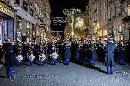 Christmas lights switched on at Rue Faubourg Saint-Honore in Paris