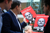 German Chancellor Scholz holds his first campaign speech at an 'election victory' conference of the SPD, in Berlin