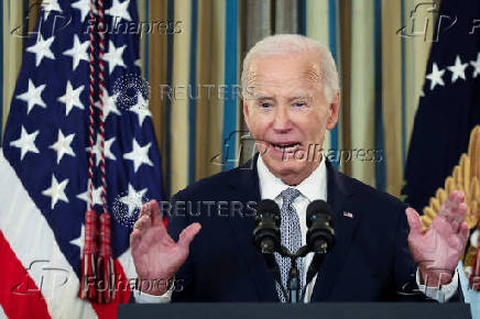 U.S. President Joe Biden delivers remarks on securing 235 judicial confirmations, at the White House