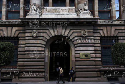 FILE PHOTO: Bank of Mexico logo on the facade of an office building in downtown Mexico City