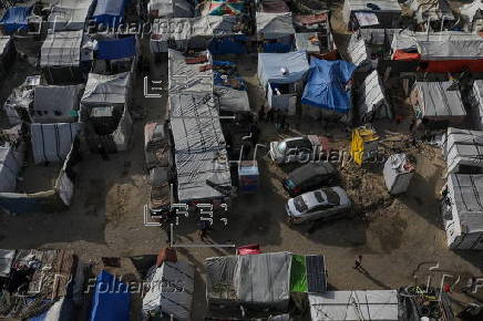 A camp for internally displaced Palestinians who fled from Rafah and northern Gaza strip seen in the west Deir Al Balah town