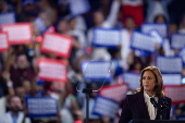 Democratic presidential candidate US Vice President Kamala Harris campaigns in Houston, Texas