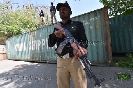 Security measures ahead of the visit of Iranian president Raisi in Karachi