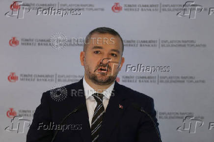 FILE PHOTO: Turkish Central Bank Governor Karahan speaks during a press conference in Ankara