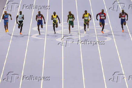 Final masculina de 100m no atletismo, nas Olimpadas de Paris 2024