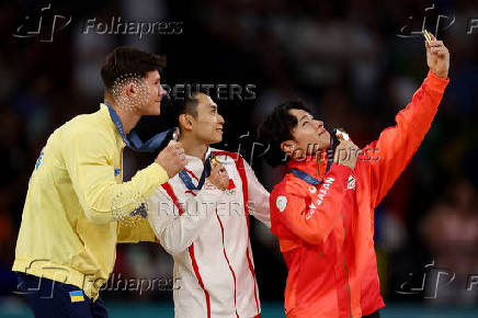 Artistic Gymnastics - Men's Parallel Bars Victory Ceremony