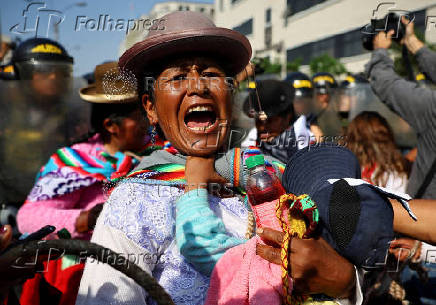 Members of unions and social organizations protest on the sidelines of the APEC summit in Lima