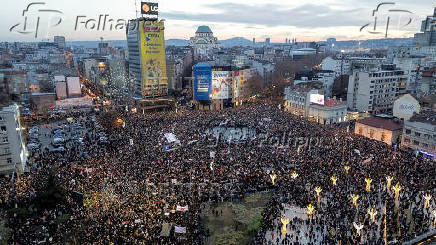 Anti-government protest following the Novi Sad railway station disaster, in Belgrade