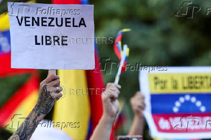 Venezuelans gather in support of Venezuelan opposition presidential candidate Gonzalez, in Madrid