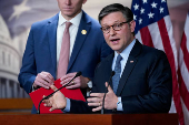 U.S. House Speaker Johnson (R-LA) holds a press conference on Capitol Hill in Washington