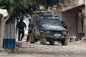 Palestinian security forces operate at the camp in Jenin