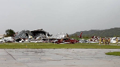 Aftermath of tornado at Eppley Airfield, in Omaha