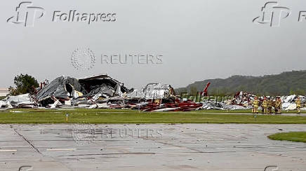 Aftermath of tornado at Eppley Airfield, in Omaha
