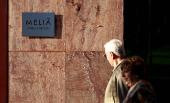 Spain's Melia hotel and resort chain logo is on display at Hotel Melia Bilbao