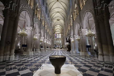 French President Macron visits Notre-Dame in Paris