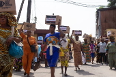 Boxes of supplies are distributed to the poor in Lagos