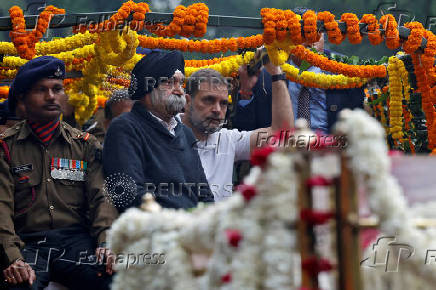 Funeral procession of India's former PM Singh in New Delhi