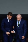 France's President Macron meets Brazil's President Lula da Silva during a state visit, in Brasilia