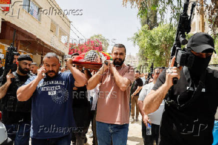 Funeral for Palestinian Khaled Orouq,16, who was killed in an Israeli raid, in Jenin
