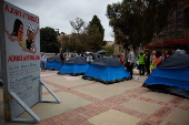 UCLA students set up a Gaza solidairty encampment