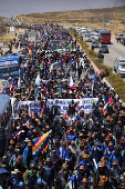 Bolivia's former President Morales leads a march against Bolivia's President Arce and his government