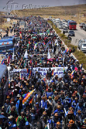 Bolivia's former President Morales leads a march against Bolivia's President Arce and his government