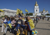 Ukrainians take part in procession for the 'Day of Defenders of Ukraine' in Kyiv