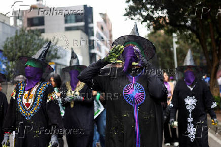 Demonstrators take part in a rally to mark International Safe Abortion Day, in Bogota