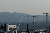 Israel's Iron Dome anti-missile system operates for interceptions in the northern city of Nahariya