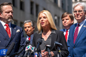 FILE PHOTO: Trump supporters speak at the trial of former U.S. President Donald Trump in Manhattan, New York