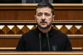 FILE PHOTO: Ukraine's President Zelenskiy addresses lawmakers during a parliament session in Kyiv