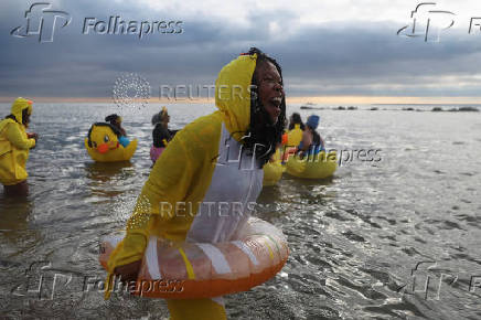 Polar Bear plunge marking New Year's Day, at Coney Island in New York City