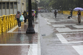 Forte chuva no Viaduto Santa Ifignia em SP