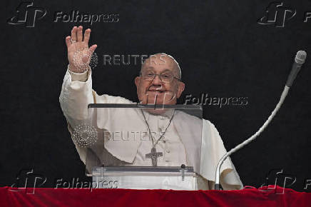 Pope Francis leads the Angelus prayer, at the Vatican