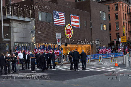 Cerimonia em memria s vtimas dos atentados terrorista ao World Trade Center em 11 de setembro de 2001 no complexo WTC em Nova York