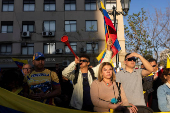 Demonstration in Santiago in support of the Venezuelan opposition