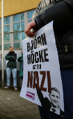 Protest on the day of the trial against AfD leader Bjoern Hoecke in Halle