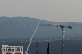 Israel's Iron Dome anti-missile system operates for interceptions in the northern city of Nahariya