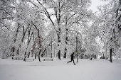 Heavy winter snowfall in Belgrade