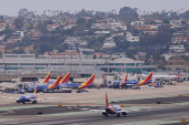FILE PHOTO: Southwest Airlines planes are show at San Diego International airport in San Diego