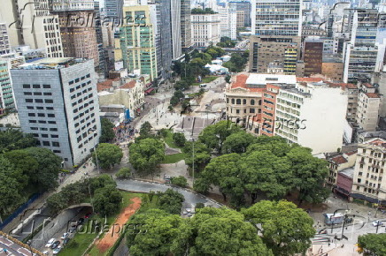 Vista area diurna do centro antigo da cidade de So Paulo