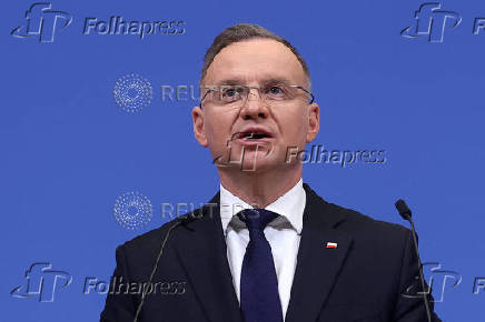 FILE PHOTO: Polish President Duda visits the NATO headquarters in Brussels